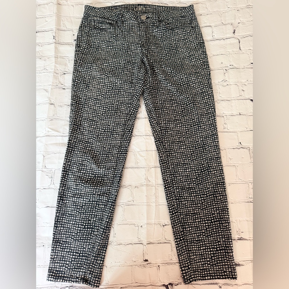 LOFT Black and White Checkered Modern Skinny Pants size 27